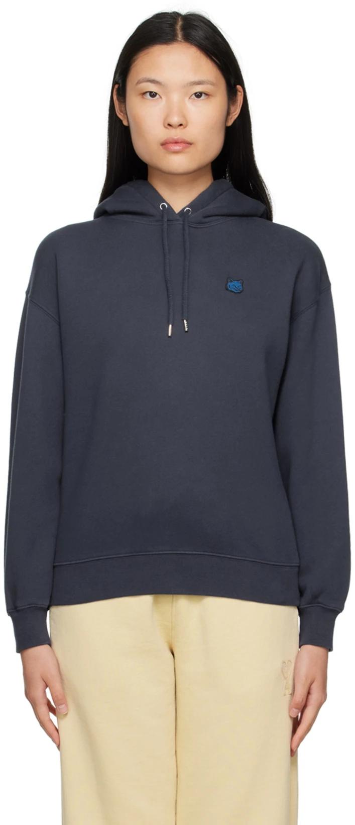 Navy Bold Fox Head Hoodie by MAISON KITSUNE