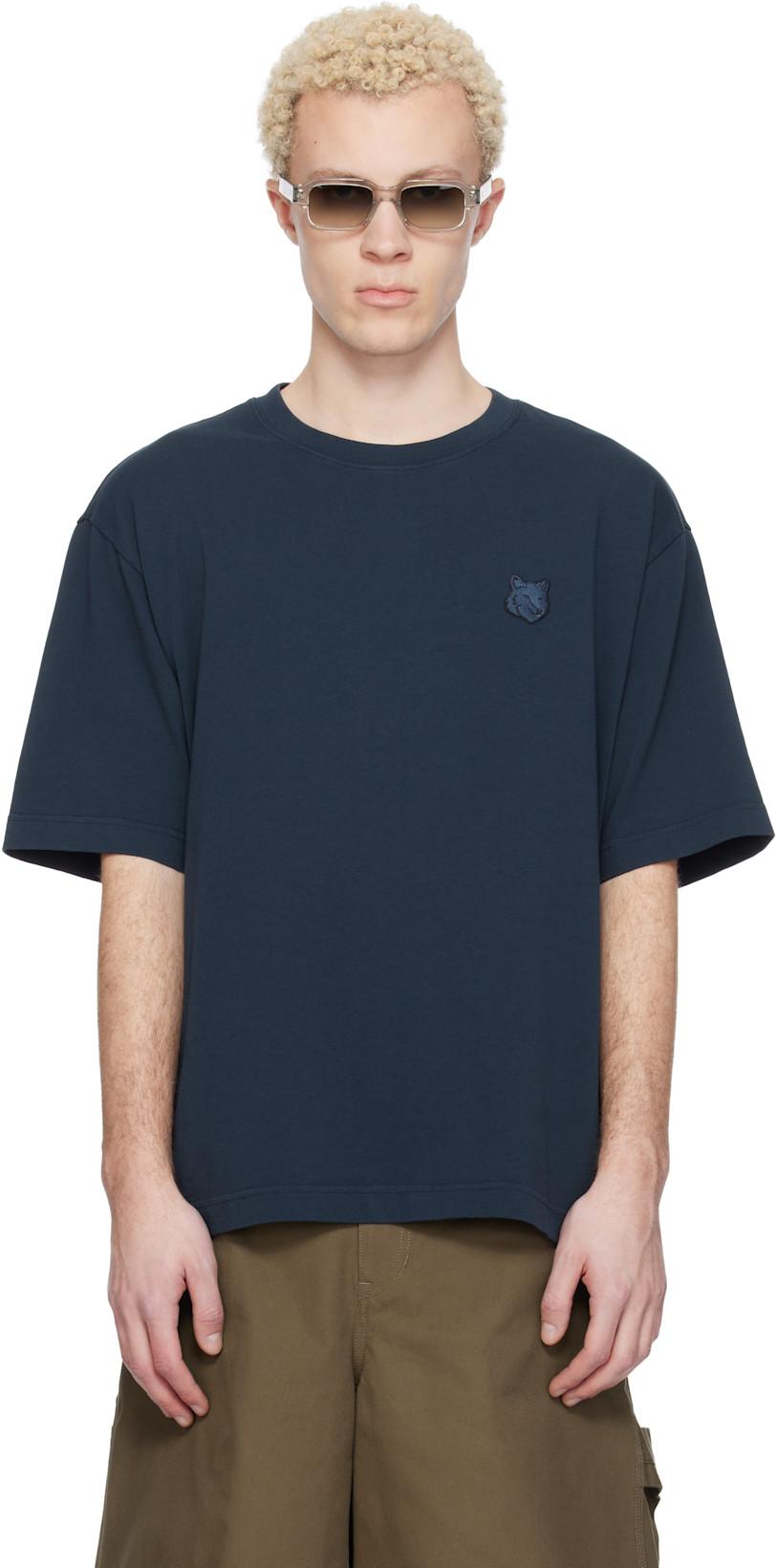 Navy Fox Head Oversize T-shirt by MAISON KITSUNE