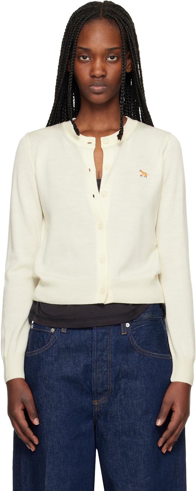 Off-White Baby Fox Merino Regular Cardigan by MAISON KITSUNE