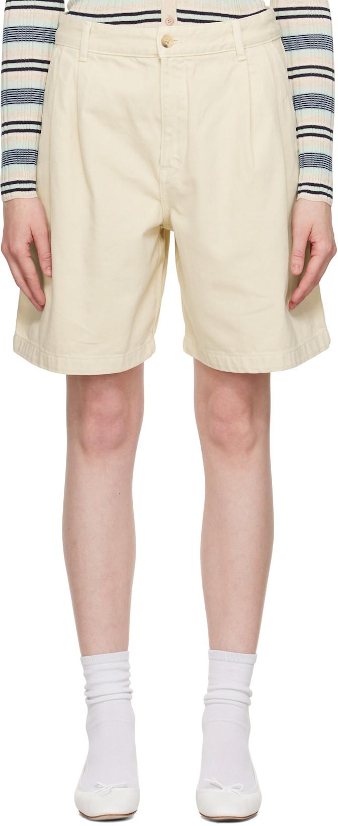 Off-White Casual Pleated Bermuda Denim Shorts by MAISON KITSUNE