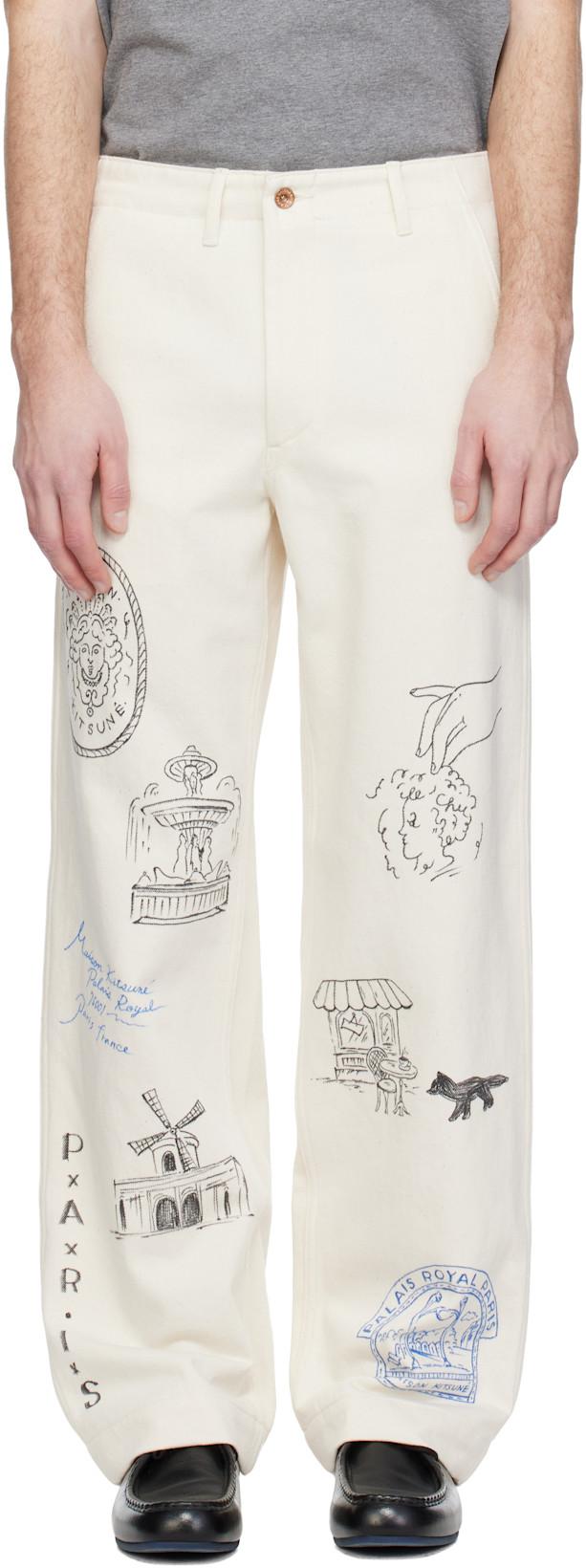 Off-White KURO Edition Handwritten Postcard Denim Trousers by MAISON KITSUNE