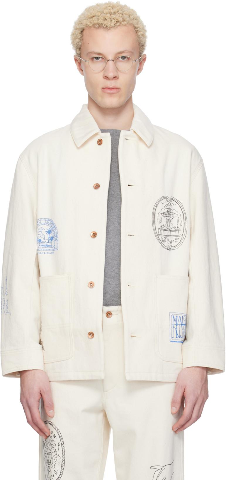 Off-White KURO Edition Handwritten Postcard Denim Work Jacket by MAISON KITSUNE