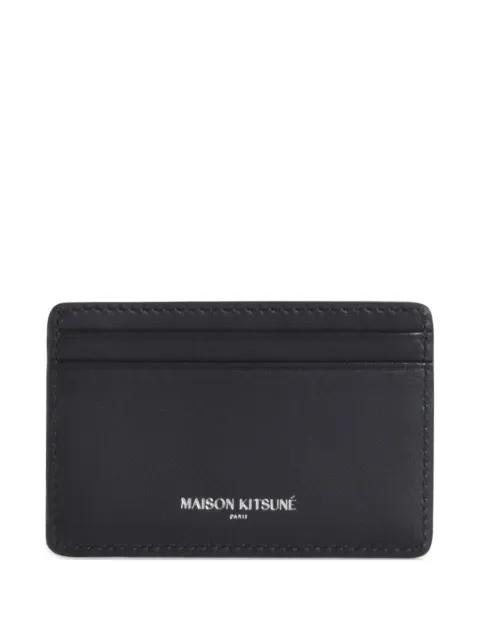 Paris logo-print leather cardholder by MAISON KITSUNE