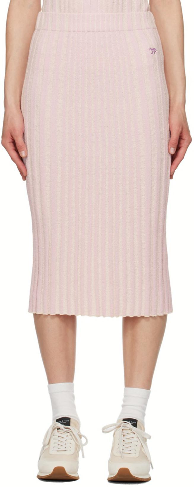Pink Baby Fox Midi Skirt by MAISON KITSUNE