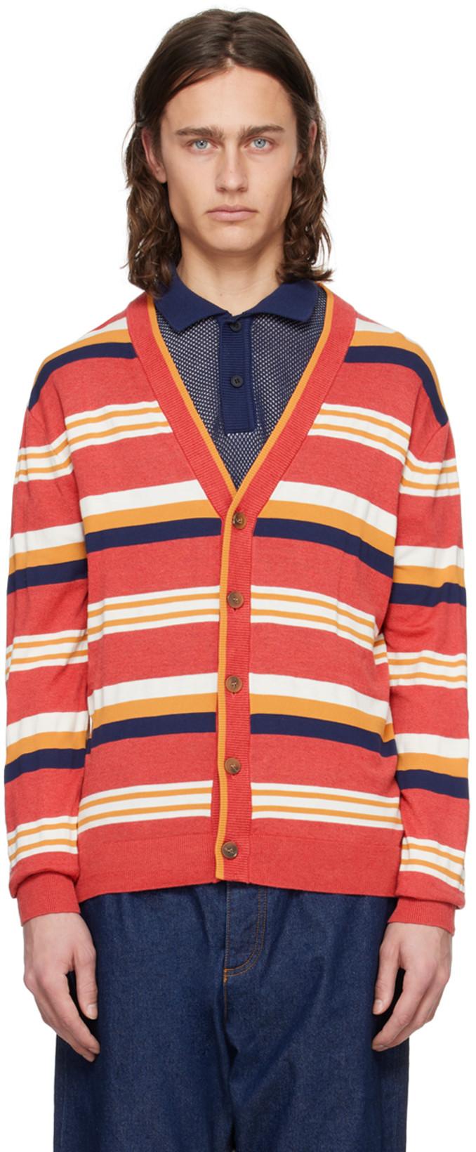 Red Striped Cardigan by MAISON KITSUNE
