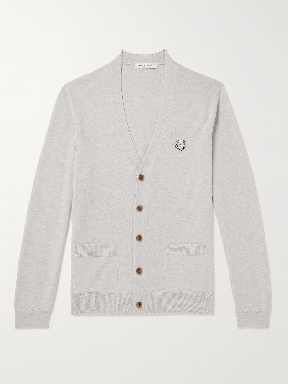 Slim-Fit Logo-Appliquéd Wool Cardigan by MAISON KITSUNE
