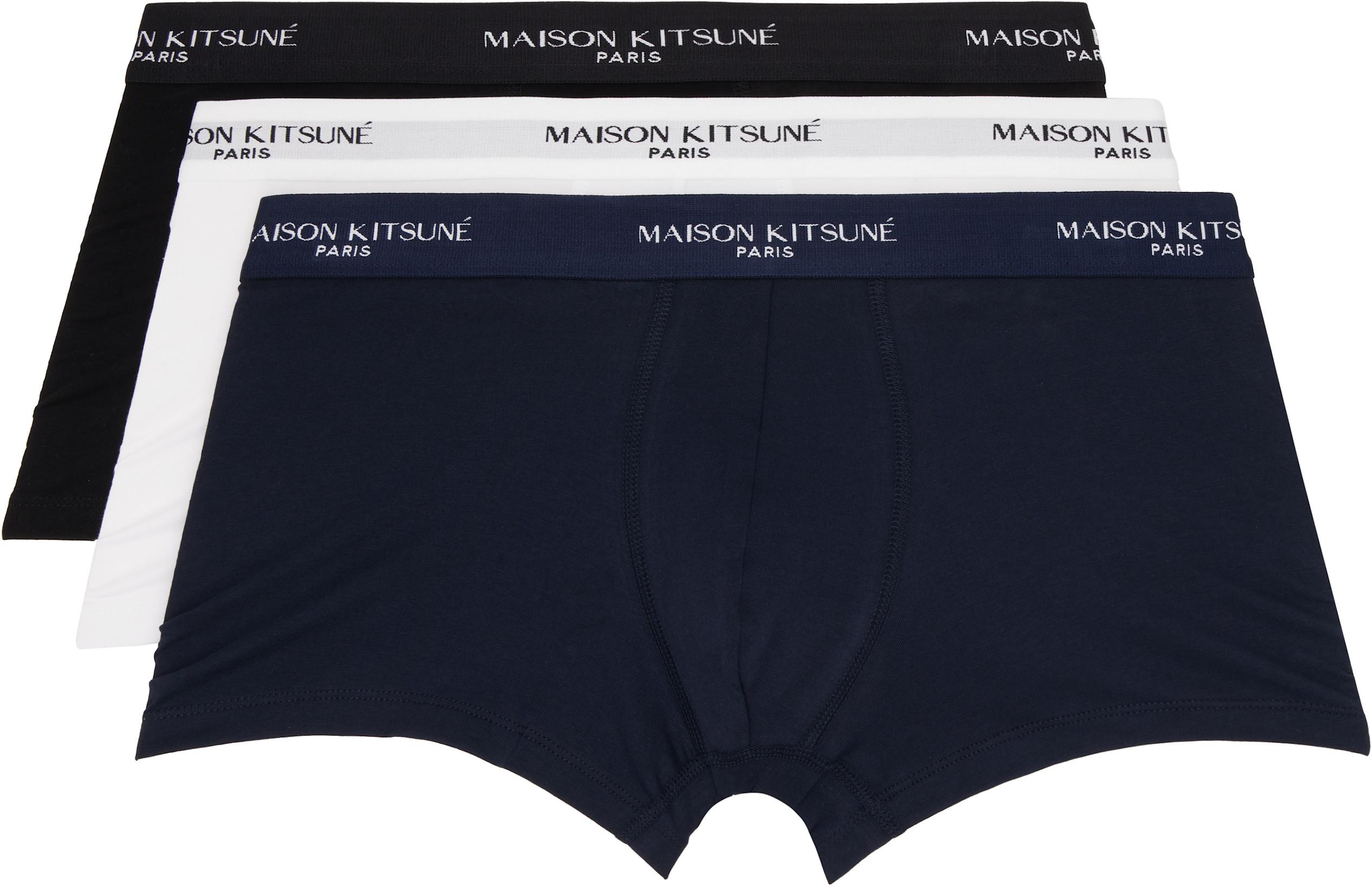 Three-Pack Multicolor Maison Kitsune Paris Boxer Briefs by MAISON KITSUNE