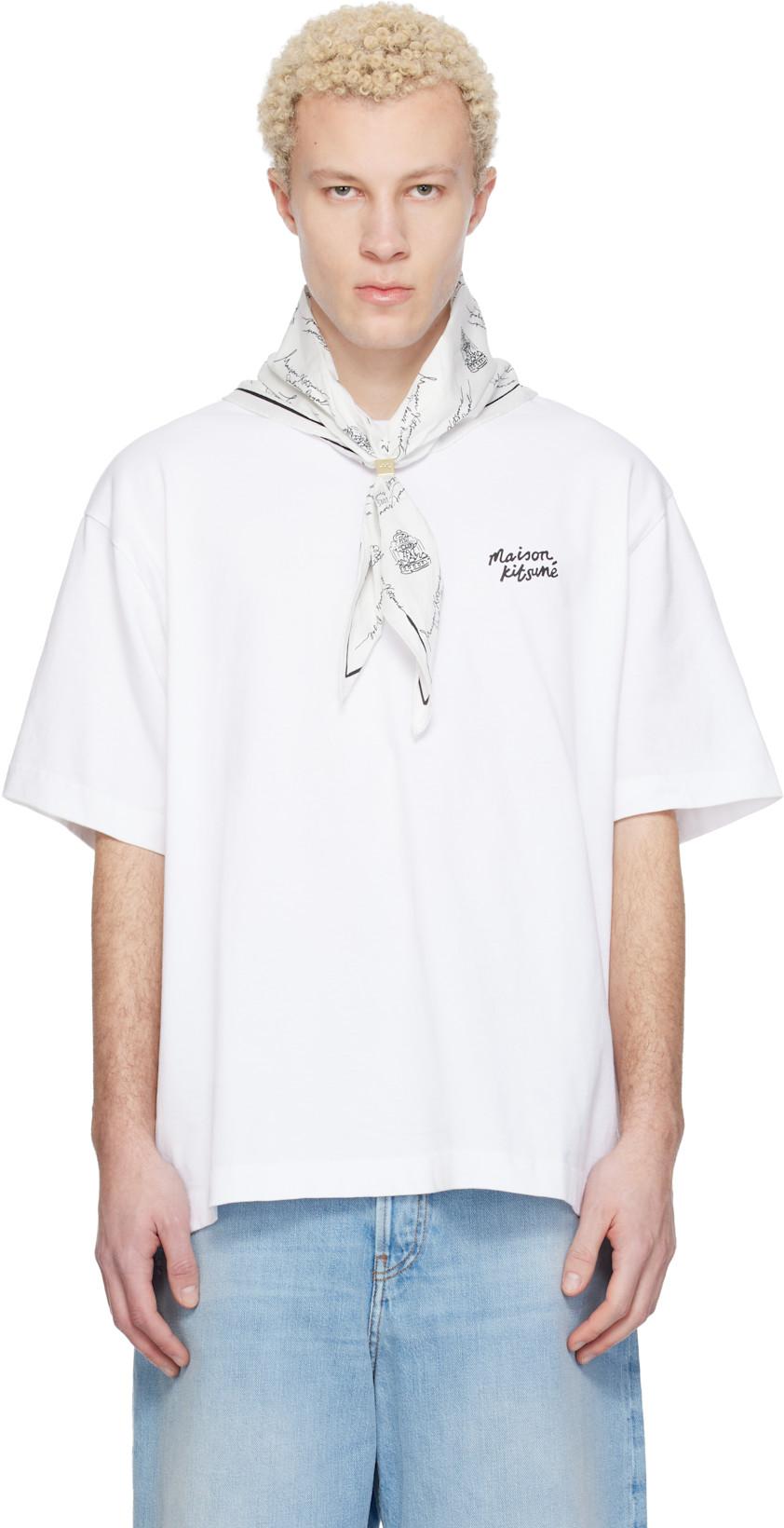 White 'Maison Kitsuné' Handwriting Oversize T-shirt by MAISON KITSUNE