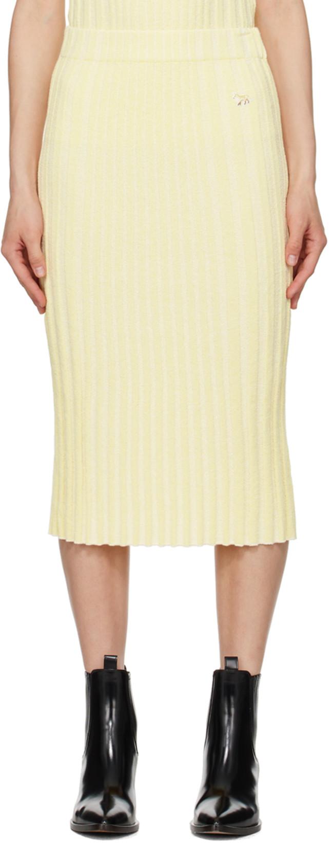 Yellow Baby Fox Midi Skirt by MAISON KITSUNE