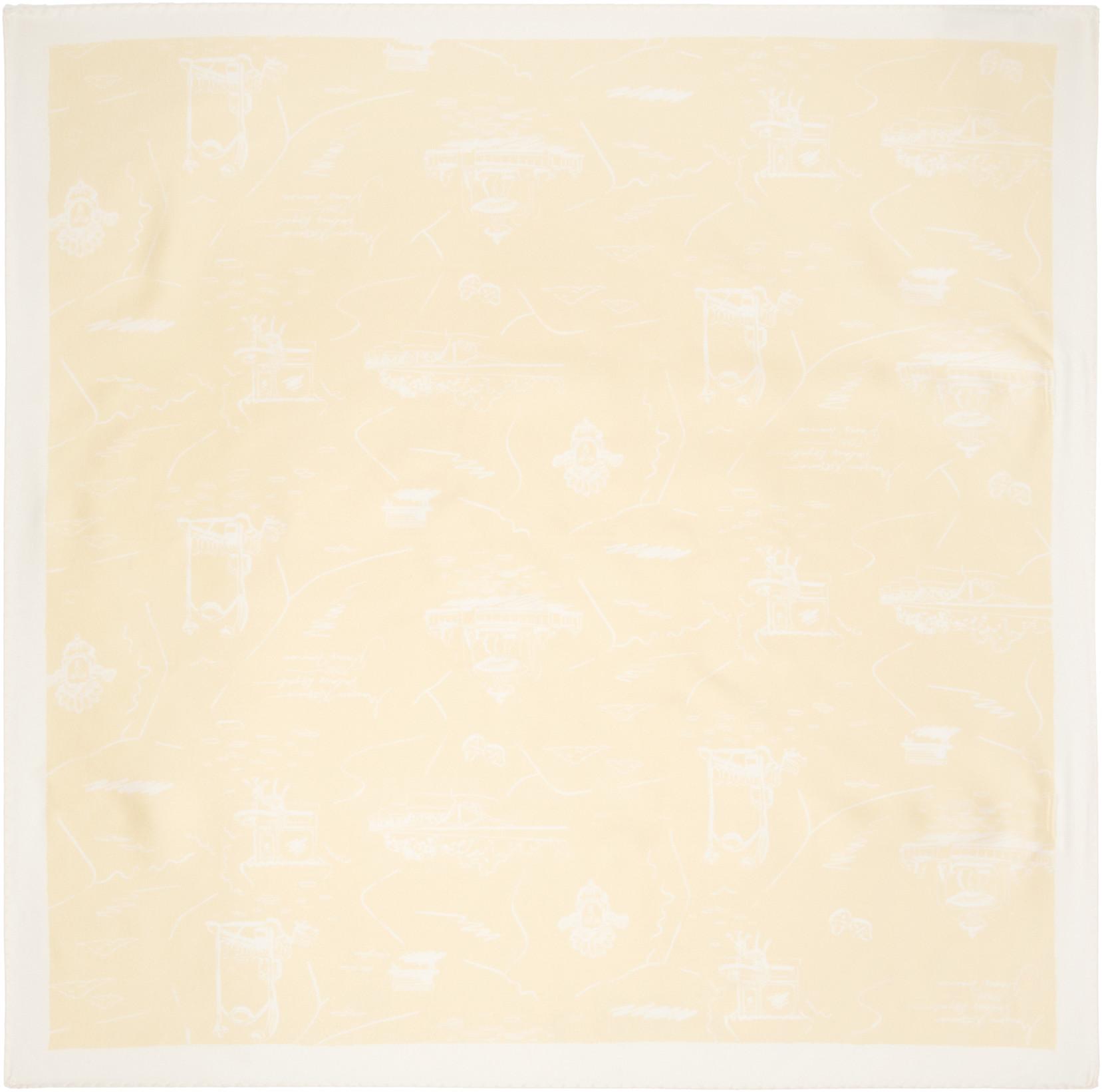 Yellow Parisian Map Silk Scarf by MAISON KITSUNE
