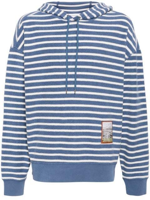 appliqué-logo striped cotton hoodie by MAISON KITSUNE