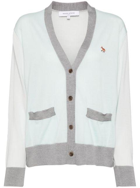 baby fox patch color block cardigan by MAISON KITSUNE