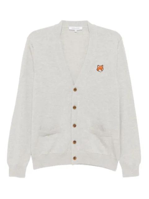 bold fox head patch cardigan by MAISON KITSUNE