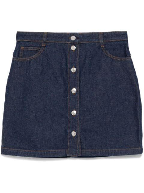 button-up denim mini skirt by MAISON KITSUNE
