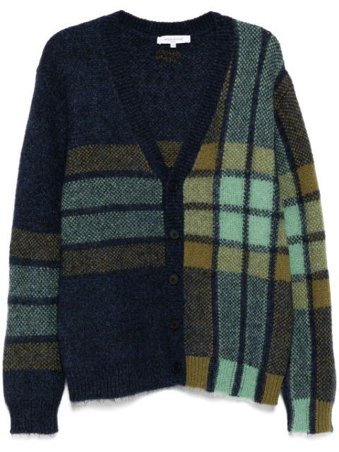 checked intarsia cardigan by MAISON KITSUNE