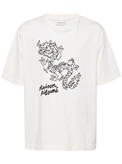 dragon-print cotton T-shirt by MAISON KITSUNE