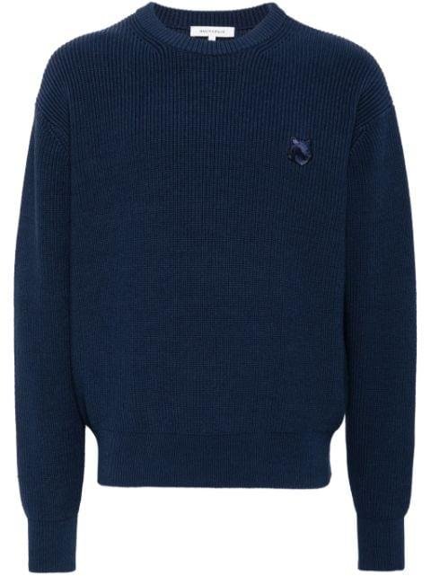 embroidered logo cotton blend jumper by MAISON KITSUNE