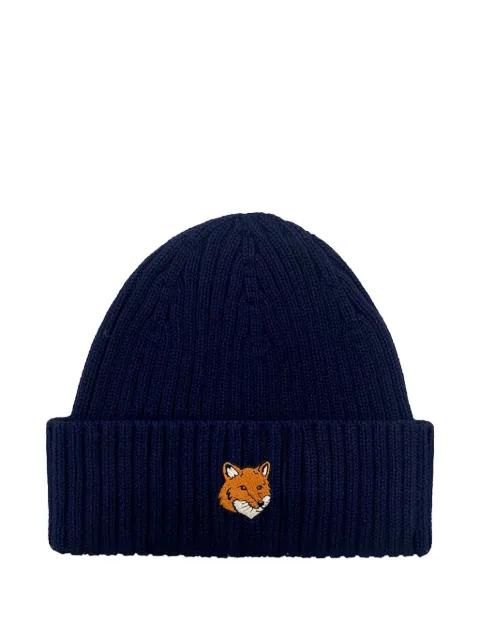 embroidered ribbed hat by MAISON KITSUNE