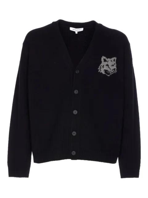 fox-head buttoned cardigan by MAISON KITSUNE