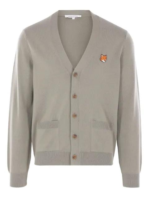 fox-head patch pocket cardigan by MAISON KITSUNE