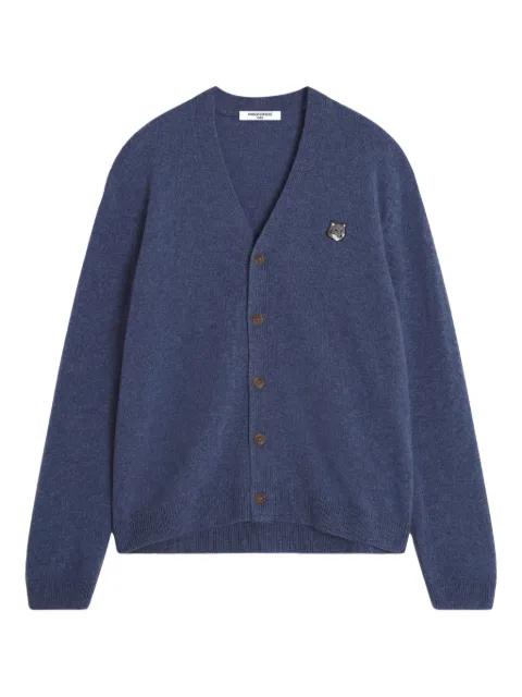 fox head-patch wool cardigan by MAISON KITSUNE