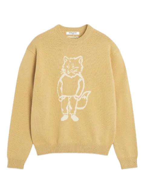 fox-intarsia wool sweater by MAISON KITSUNE