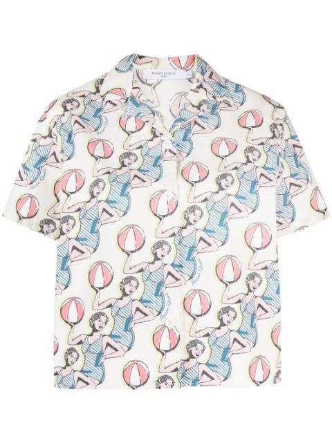 graphic-print cotton shirt by MAISON KITSUNE