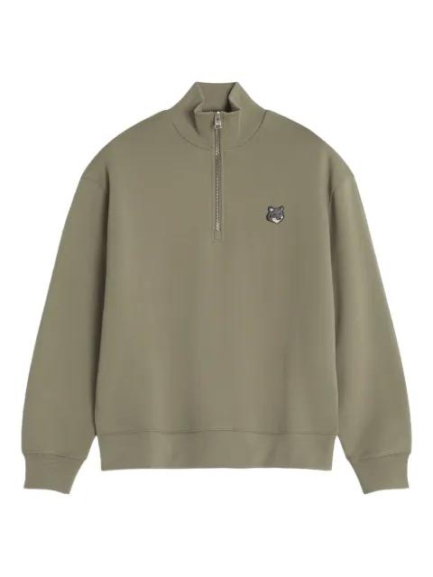 half-zip fox head-embroidered sweatshirt by MAISON KITSUNE