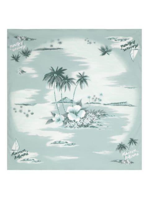 island-print cotton scarf by MAISON KITSUNE
