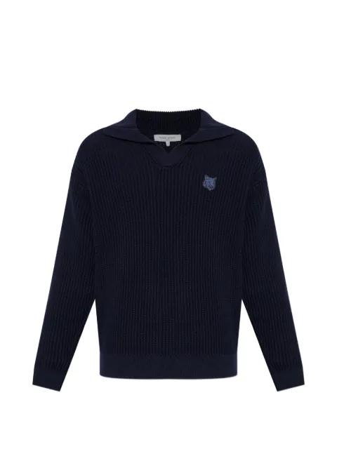 logo-embroidered V-neck sweater by MAISON KITSUNE