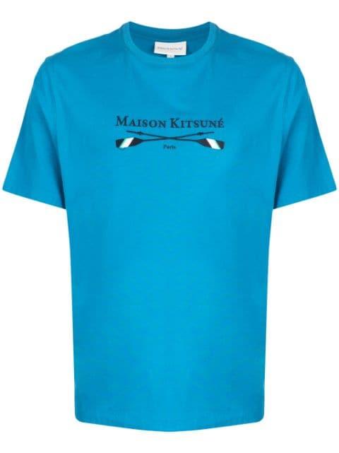 logo-embroidered cotton T-shirt by MAISON KITSUNE