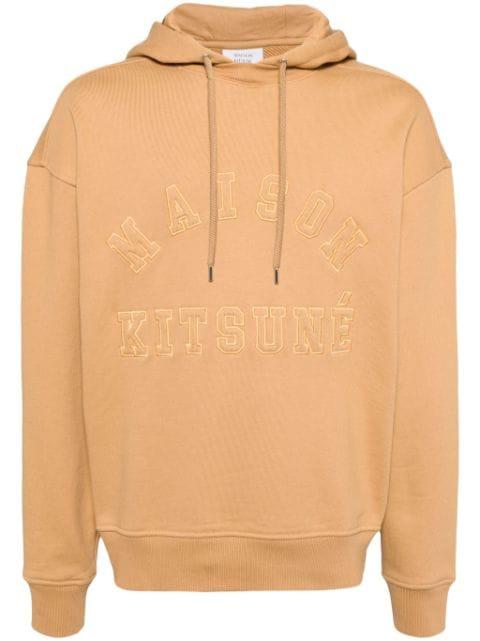 logo-embroidered cotton hoodie by MAISON KITSUNE