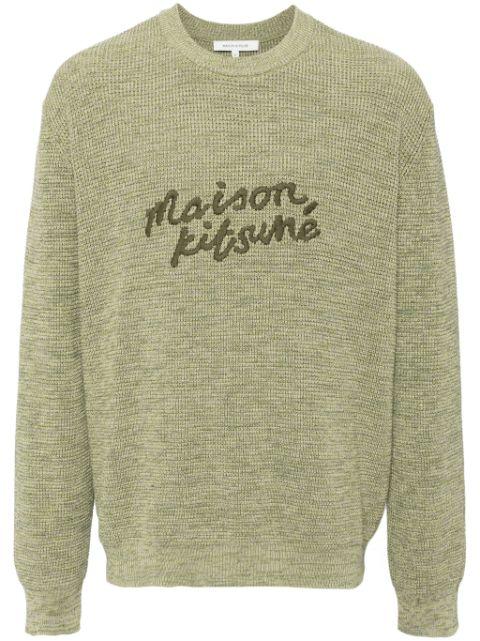 logo-embroidered cotton jumper by MAISON KITSUNE