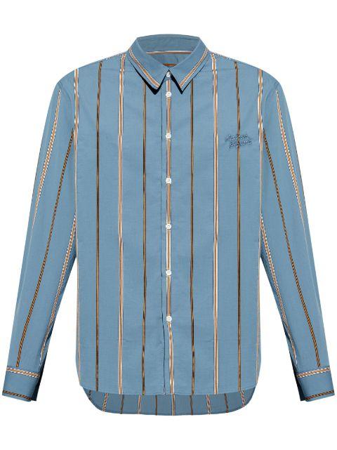 logo-embroidered striped shirt by MAISON KITSUNE