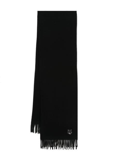 logo-embroidered virgin wool scarf by MAISON KITSUNE