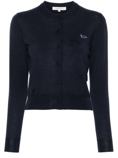 logo-embroidered wool cardigan by MAISON KITSUNE