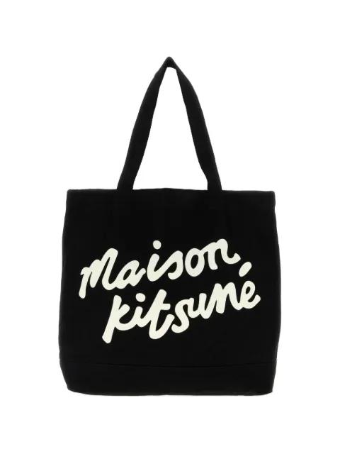 logo-lettering tote bag by MAISON KITSUNE
