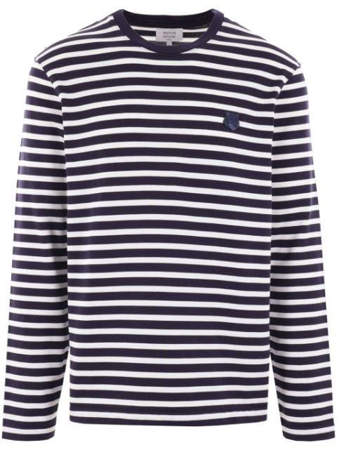 logo-patch striped jumper by MAISON KITSUNE