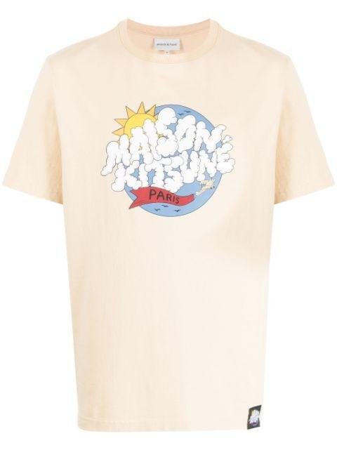 logo-print cotton T-shirt by MAISON KITSUNE