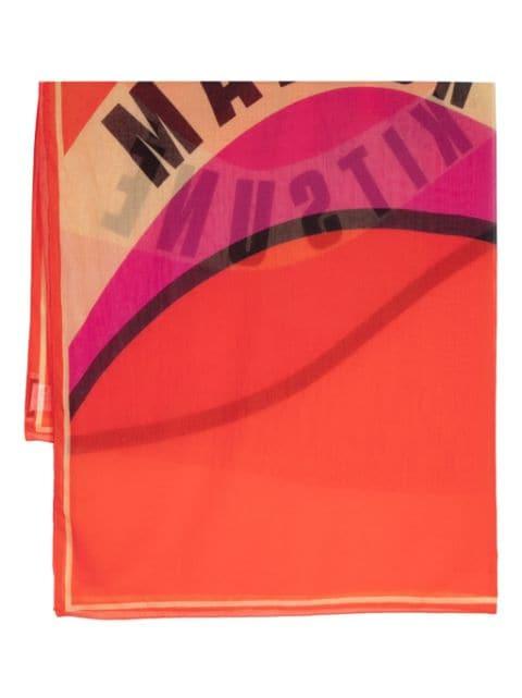 logo-print cotton scarf by MAISON KITSUNE