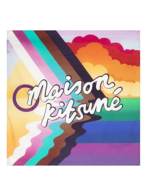 logo-print cotton scarf by MAISON KITSUNE