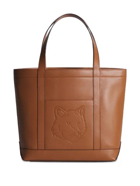 medium Fox Head embossed-leather tote bag by MAISON KITSUNE