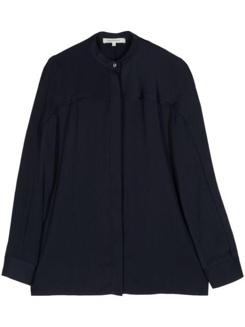 pleat-detail collarless shirt by MAISON KITSUNE