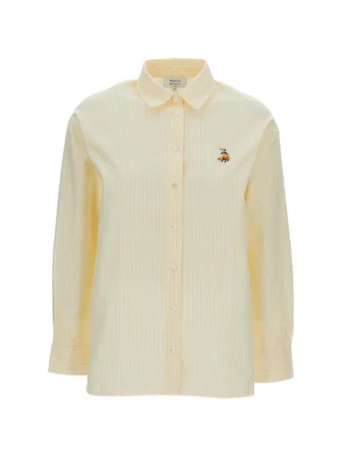 striped embroidered-patch shirt by MAISON KITSUNE
