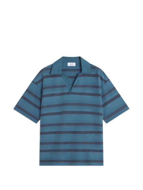 striped short-sleeve polo-collar T-shirt by MAISON KITSUNE