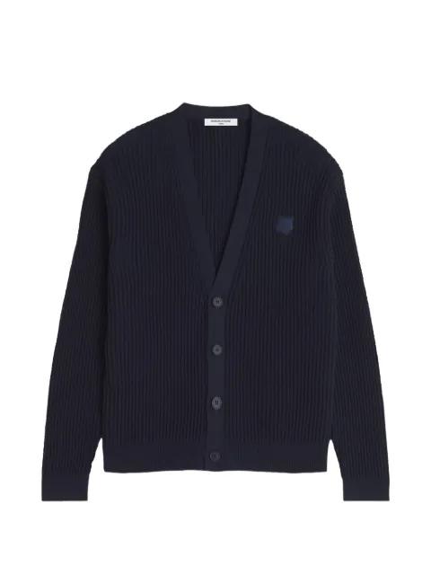 textured logo-patch cardigan by MAISON KITSUNE