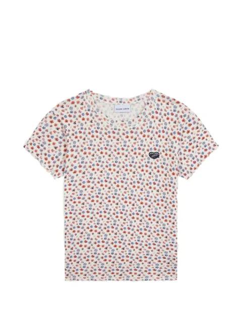 floral-print lettuce-hem T-shirt by MAISON LABICHE