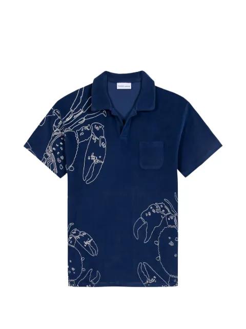 lobster-print cotton polo shirt by MAISON LABICHE
