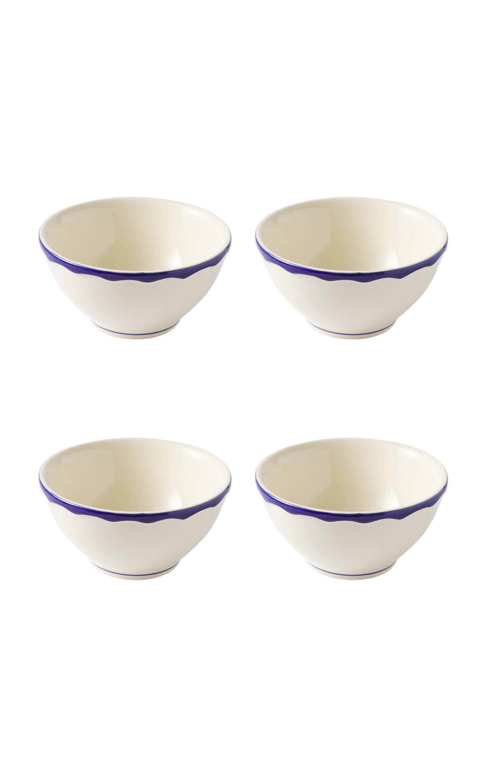 Maison Madison - Jane Set-Of-Four Hand-Painted Ceramic Cereal Bowls - Blue - Moda Operandi by MAISON MADISON