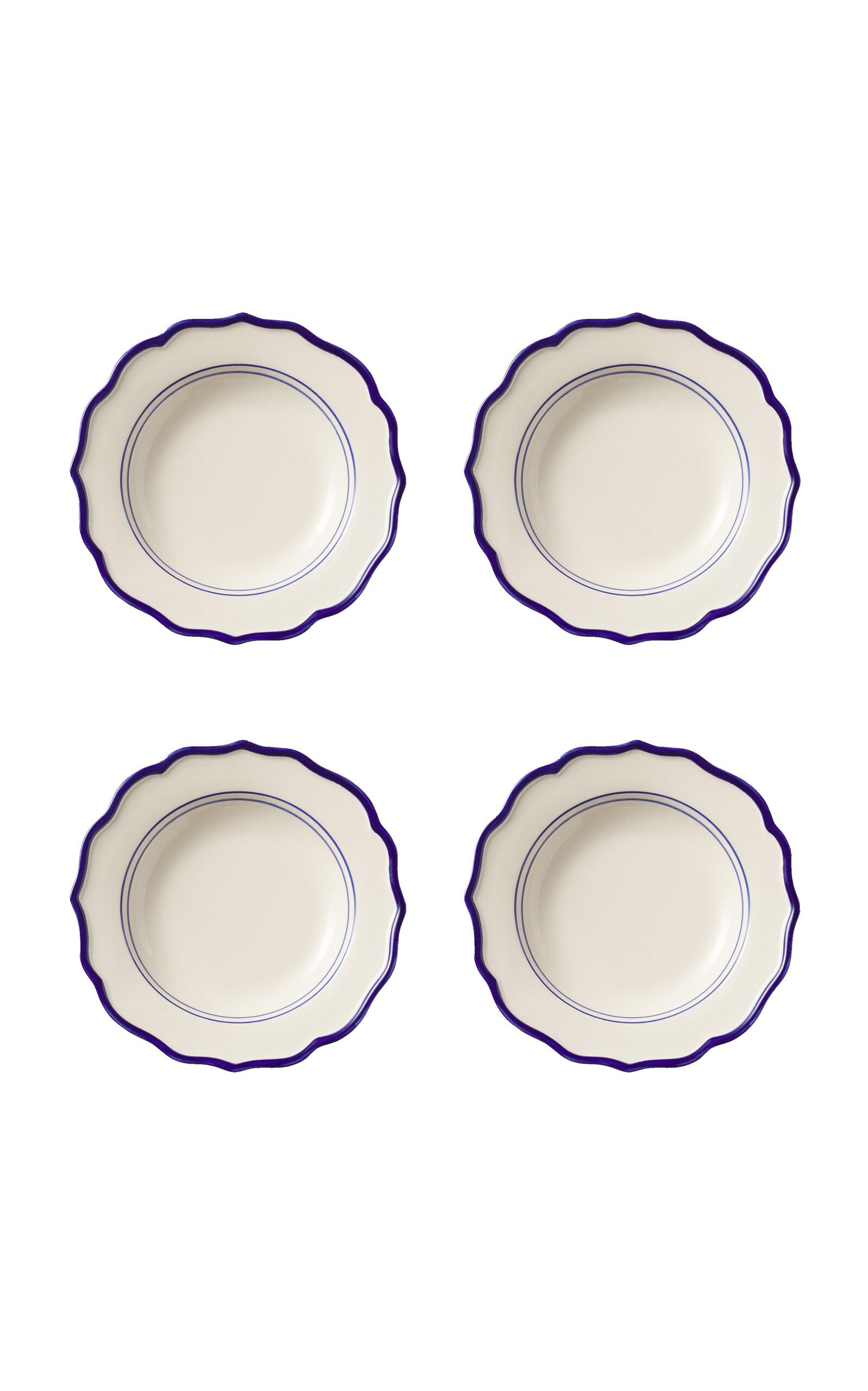 Maison Madison - Jane Set-Of-Four Hand-Painted Ceramic Pasta Bowls - Blue - Moda Operandi by MAISON MADISON